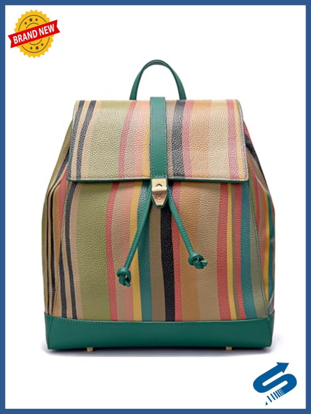 Genuine Leather Fashion Backpack for Women, Handcrafted Italian Artisan, Large